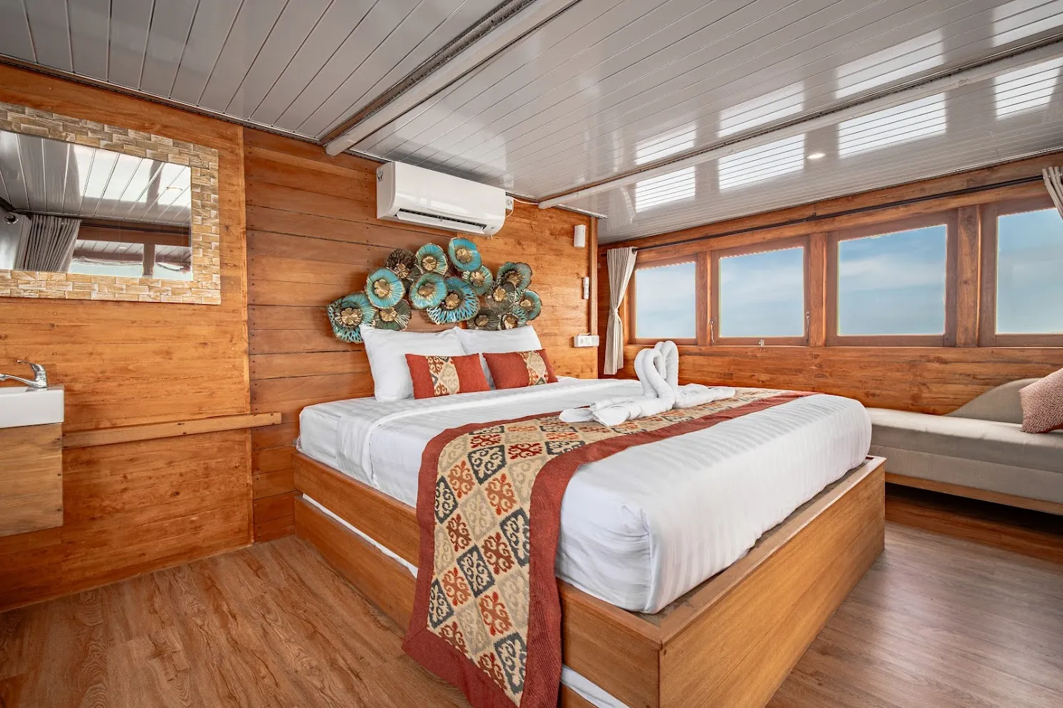 Interior of Magika Liveaboard, a nine-cabin phinisi